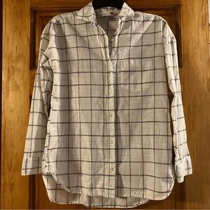 Old Navy Women’s Boyfriend White and Black Plaid Shirt 100% Cotton